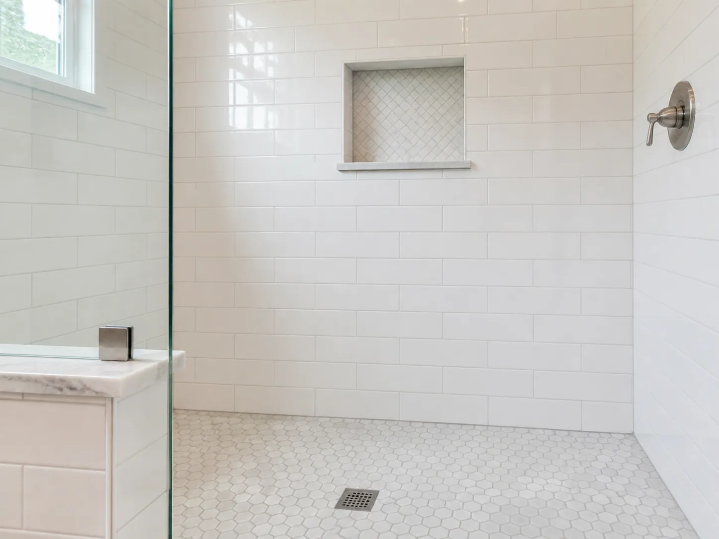 After tile and grout cleaning showing bright, clean restored grout lines